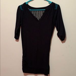 Three quarter sleeved black top